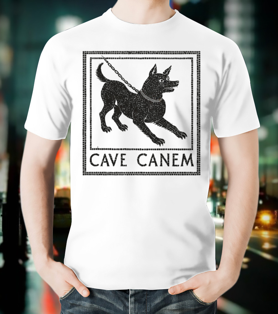 Cave Canem Ancient Pompeii Beware Of Dog Mosaic T-Shirt