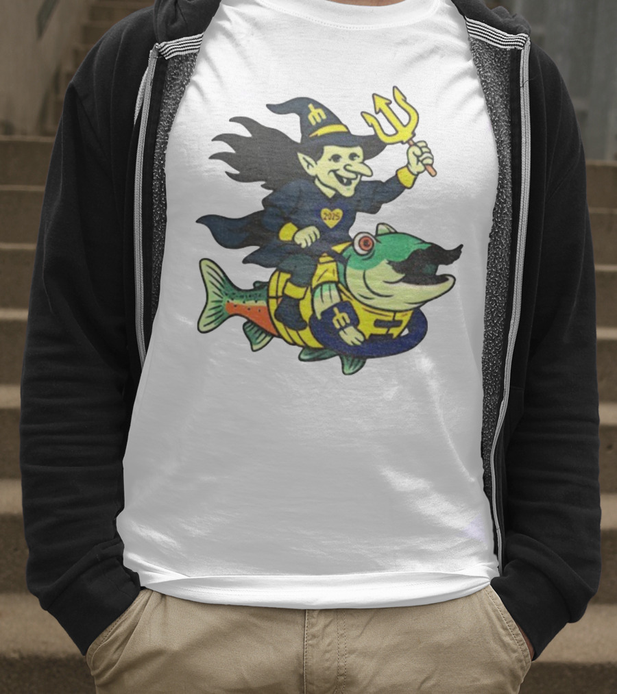 Etsy Witch Riding Mustache Trident Humpy Salmon Seattle Mariners 2025 T-Shirt