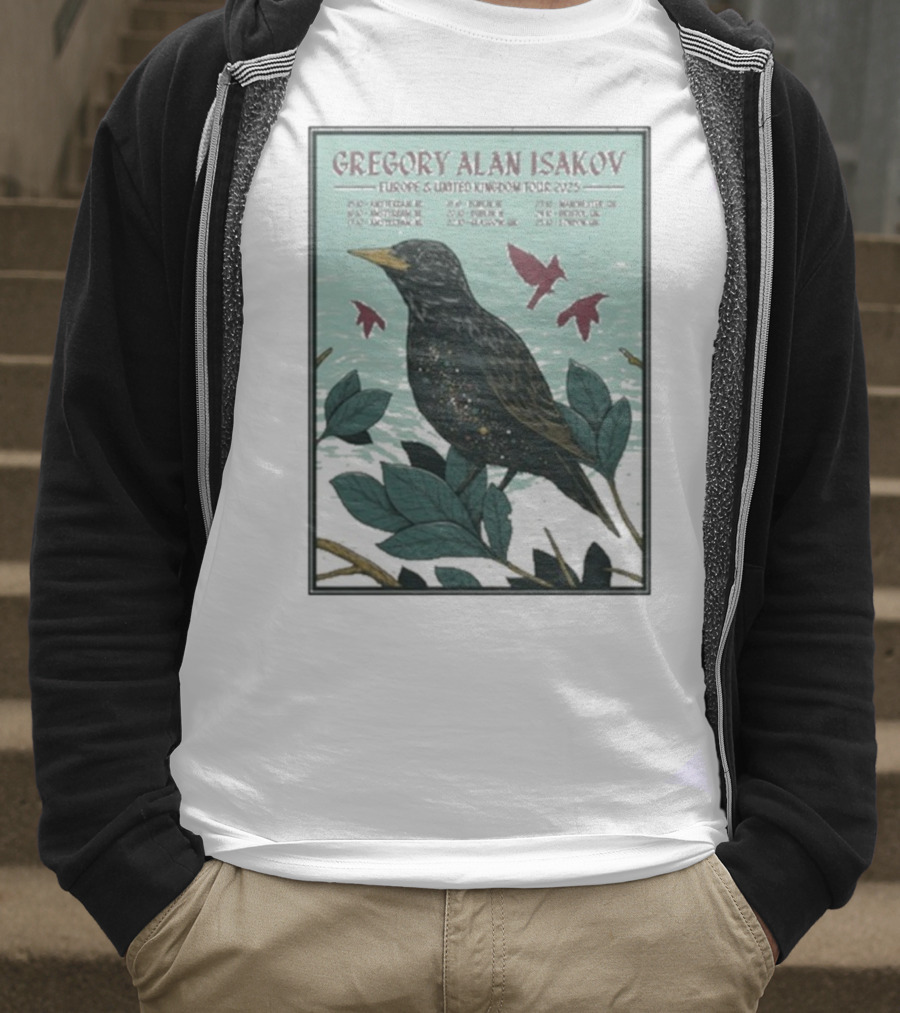 Gregory Alan Isakov Europe & United Kingdom Tour 2025 Black Bird Artwork T-Shirt