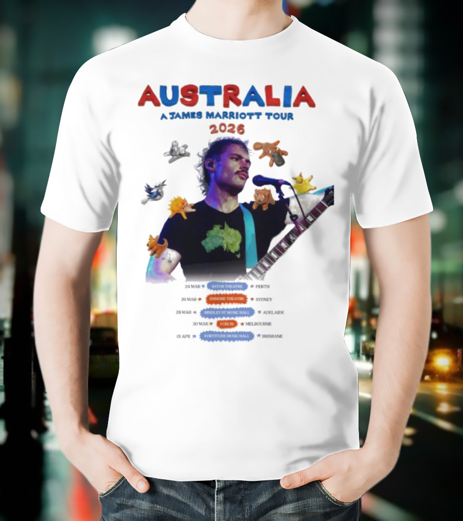 James Marriott Australia Tour 2026 Colorful Dates And Animals T-Shirt