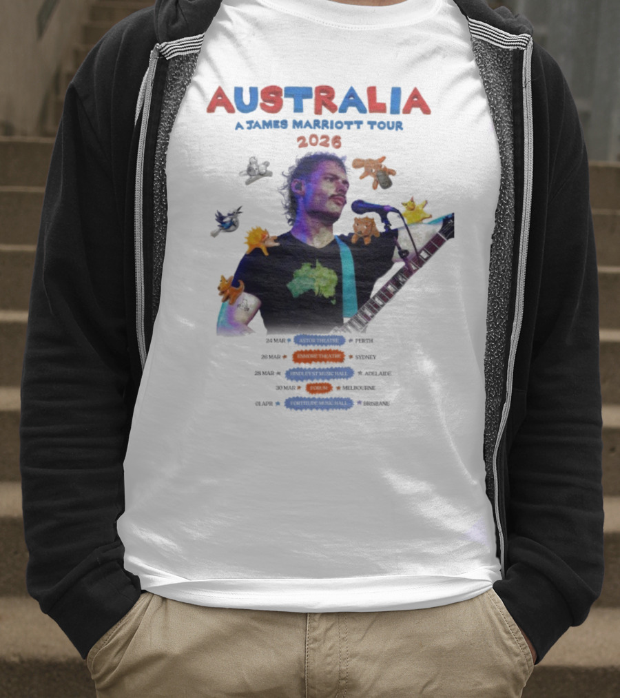 James Marriott Australia Tour 2026 Colorful Dates And Animals T-Shirt