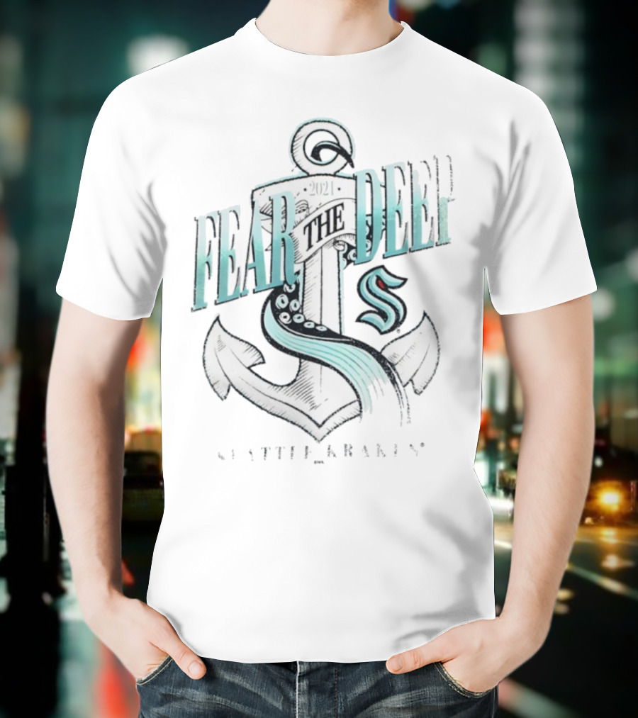 Fear The Deep Seattle Kraken Vintage Anchor 2021 T-Shirt