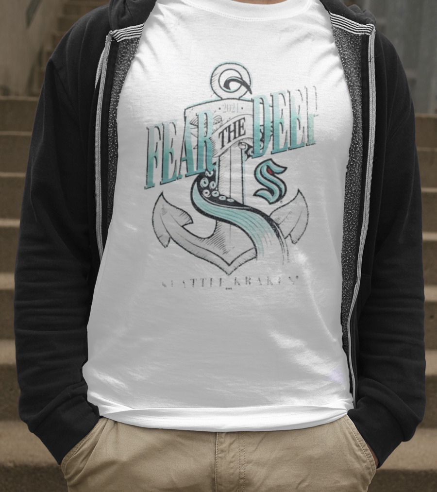 Fear The Deep Seattle Kraken Vintage Anchor 2021 T-Shirt