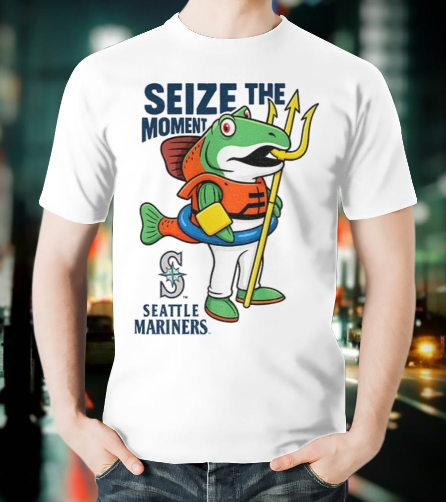 Seattle Mariners Humpy Salmon Trident Seize The Moment MLB T-Shirt