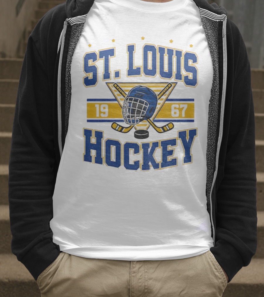 St. Louis Hockey Helmet Crossed Sticks 1967 T-Shirt