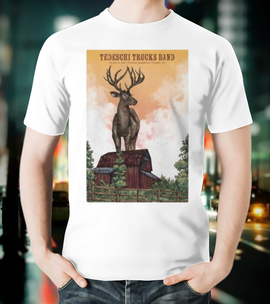 Tedeschi Trucks Band October 15 2025 FirstBank Amphitheater Franklin TN Deer On Barn T-Shirt