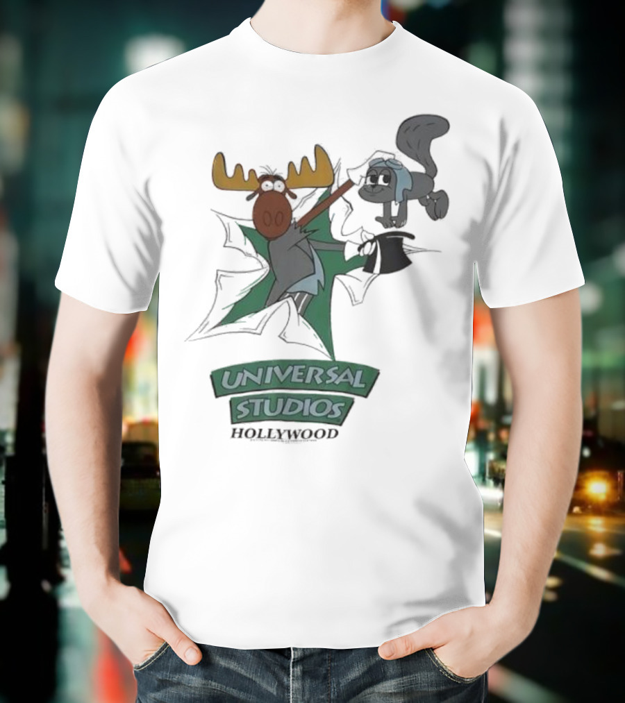 Universal Studios Hollywood Vintage 90s Moose And Squirrel Characters T-Shirt