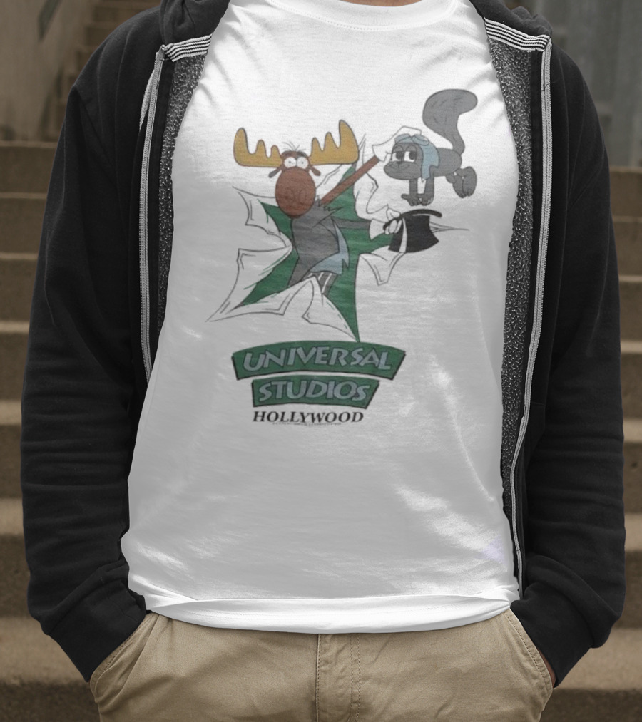 Universal Studios Hollywood Vintage 90s Moose And Squirrel Characters T-Shirt