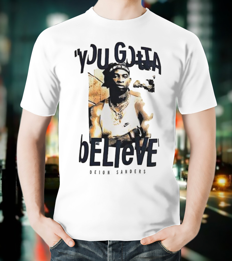 Deion Sanders You Gotta Believe Headband Athlete Image T-Shirt