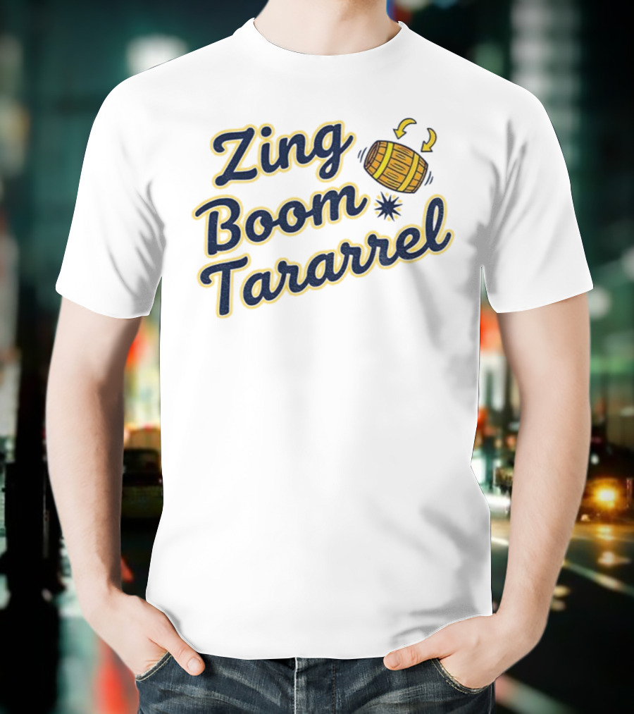 Zing Boom Tararrel Roll Out The Barrel Milwaukee Brewers MLB Barrel Graphic T-Shirt