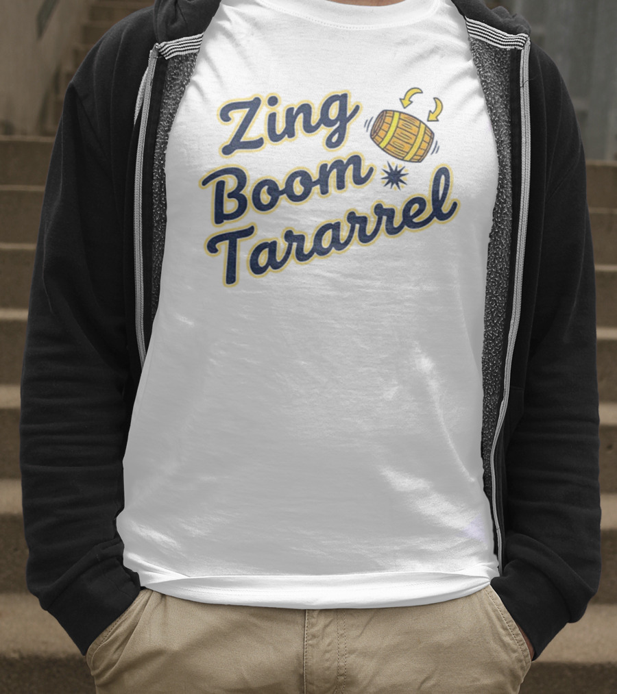 Zing Boom Tararrel Roll Out The Barrel Milwaukee Brewers MLB Barrel Graphic T-Shirt