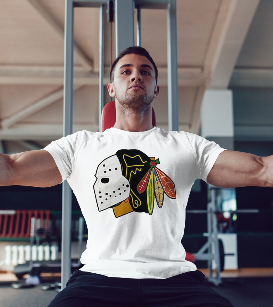 Chicago Blackhawks Hockey Mask Team Colors T-Shirt