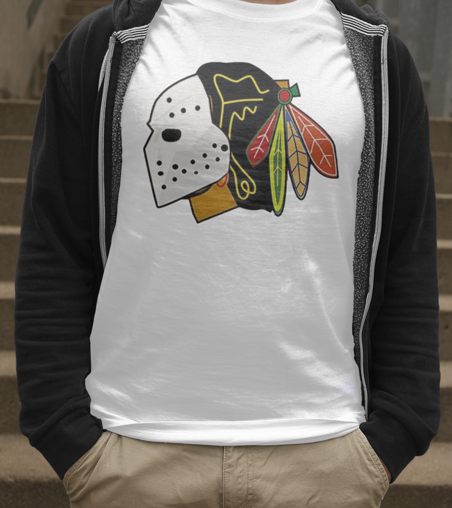Chicago Blackhawks Hockey Mask Team Colors T-Shirt