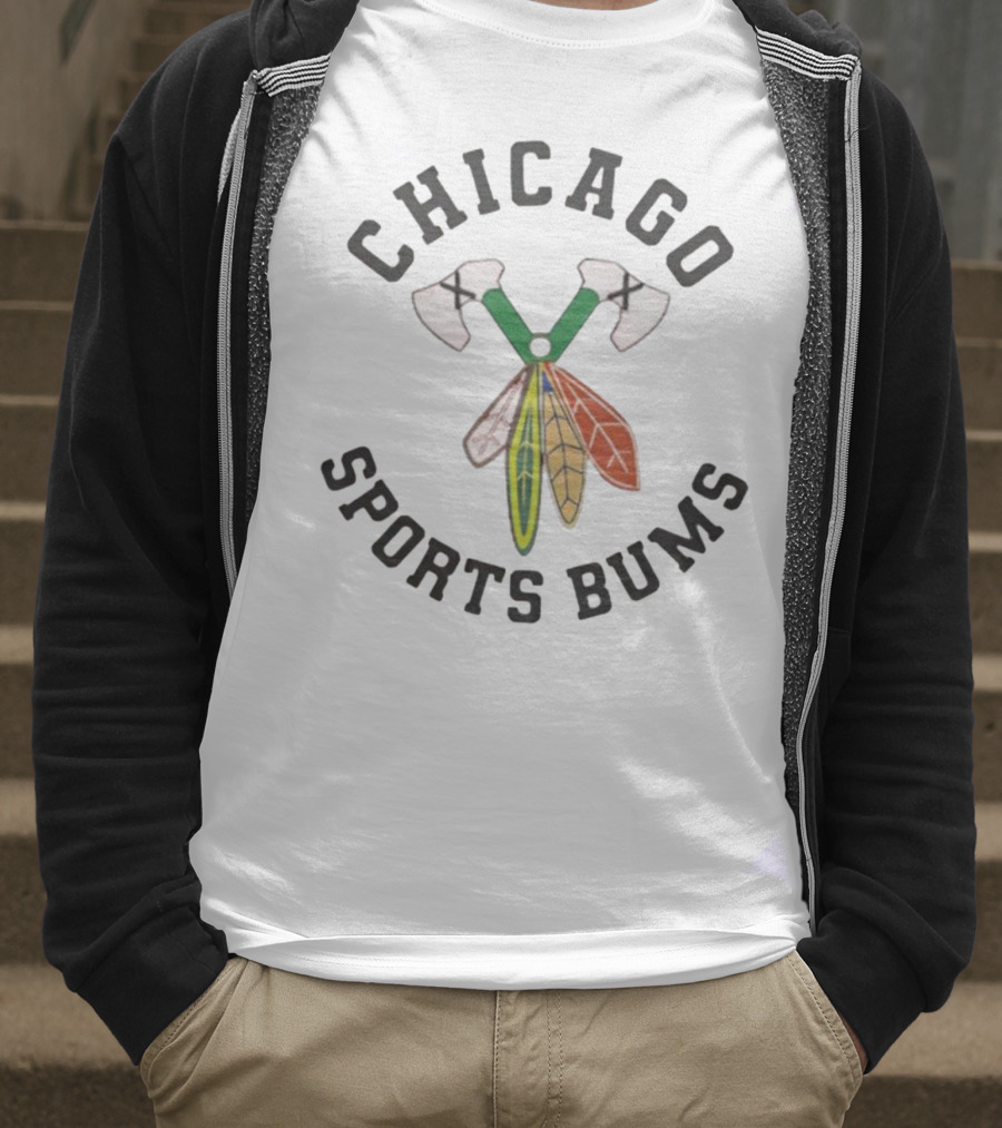 Chicago Sports Bums Hockey Axes Feathers Design T-Shirt