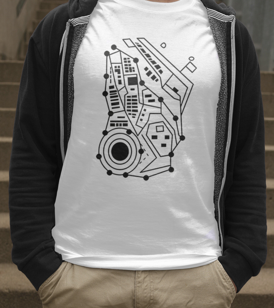 Circuit Board Pattern Tech-Inspired Circuitry T-Shirt