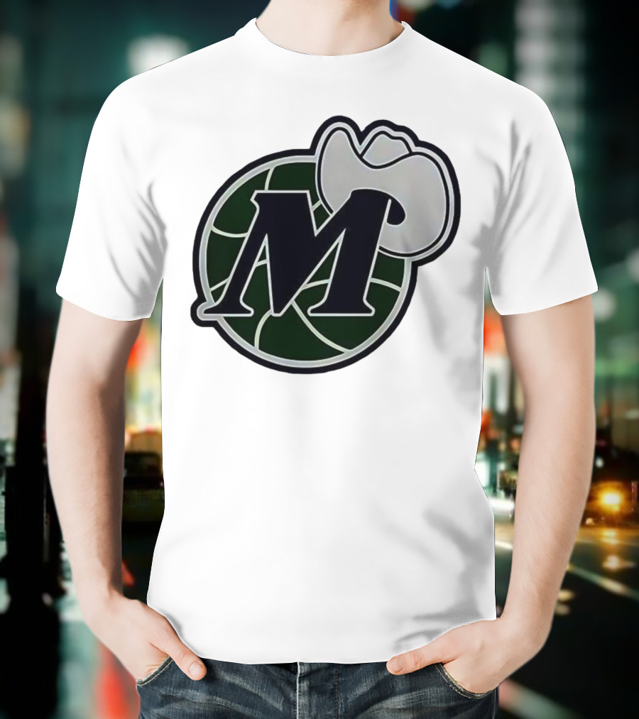 Dallas Mavericks M With Cowboy Hat And Basketball Icon T-Shirt