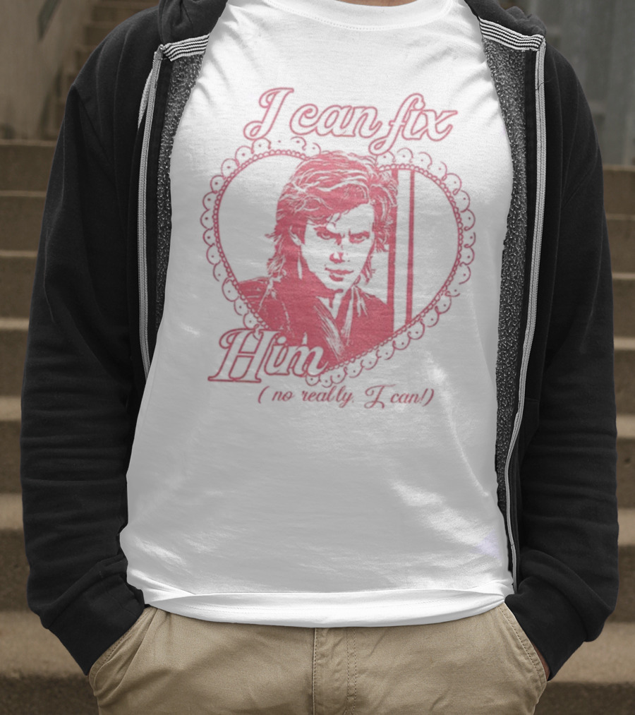 Coquette Anakin Skywalker I Can Fix Him Heart Design T-Shirt
