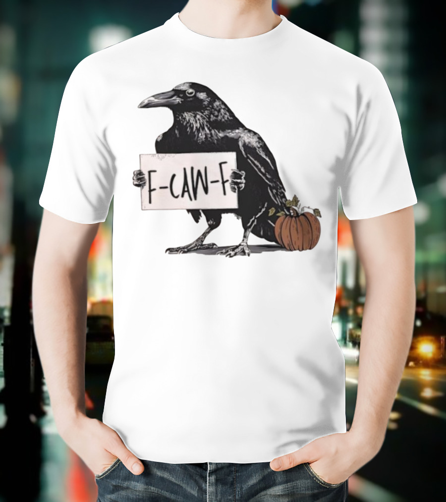 F Caw F Anti Fascism Crow Halloween Raven Pumpkin T-Shirt