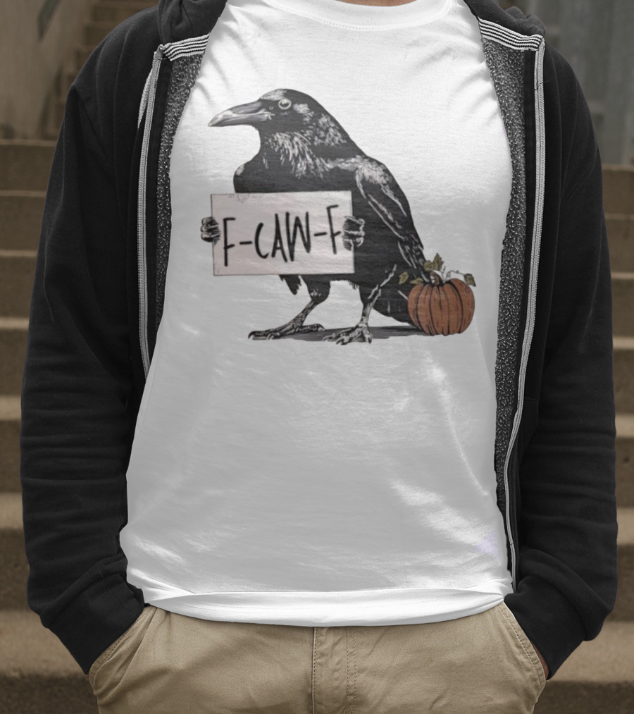 F Caw F Anti Fascism Crow Halloween Raven Pumpkin T-Shirt