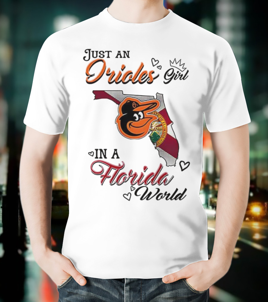 Baltimore Orioles Fan In Florida With State Flag And Mascot T-Shirt