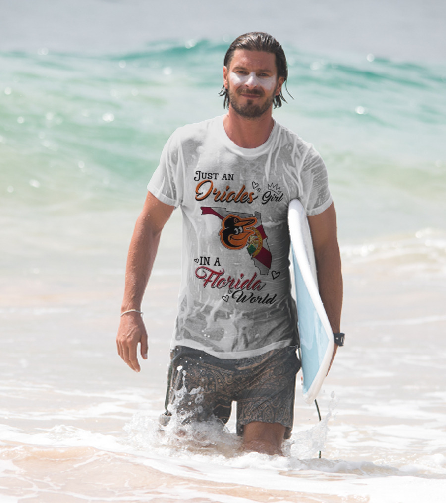 Baltimore Orioles Fan In Florida With State Flag And Mascot T-Shirt