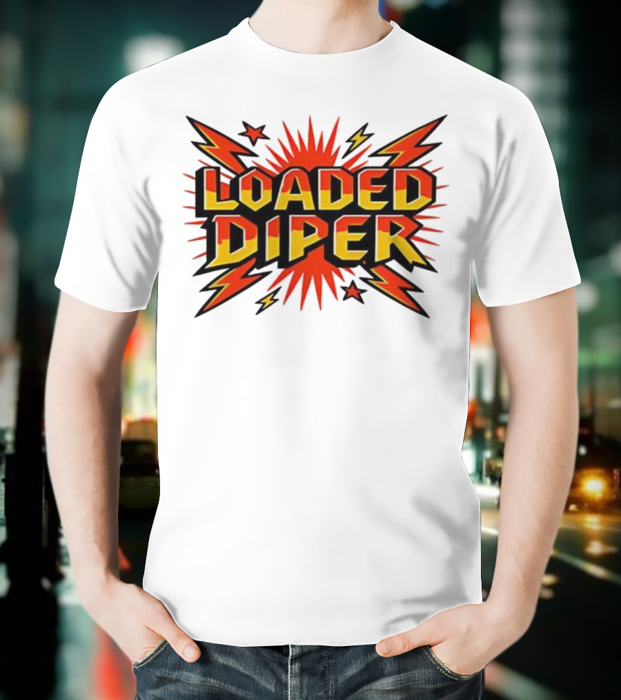 Loaded Diper Band Logo Comic Book Style Explosion Graphic T-Shirt