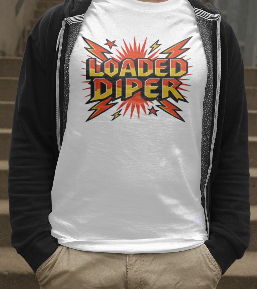 Loaded Diper Band Logo Comic Book Style Explosion Graphic T-Shirt