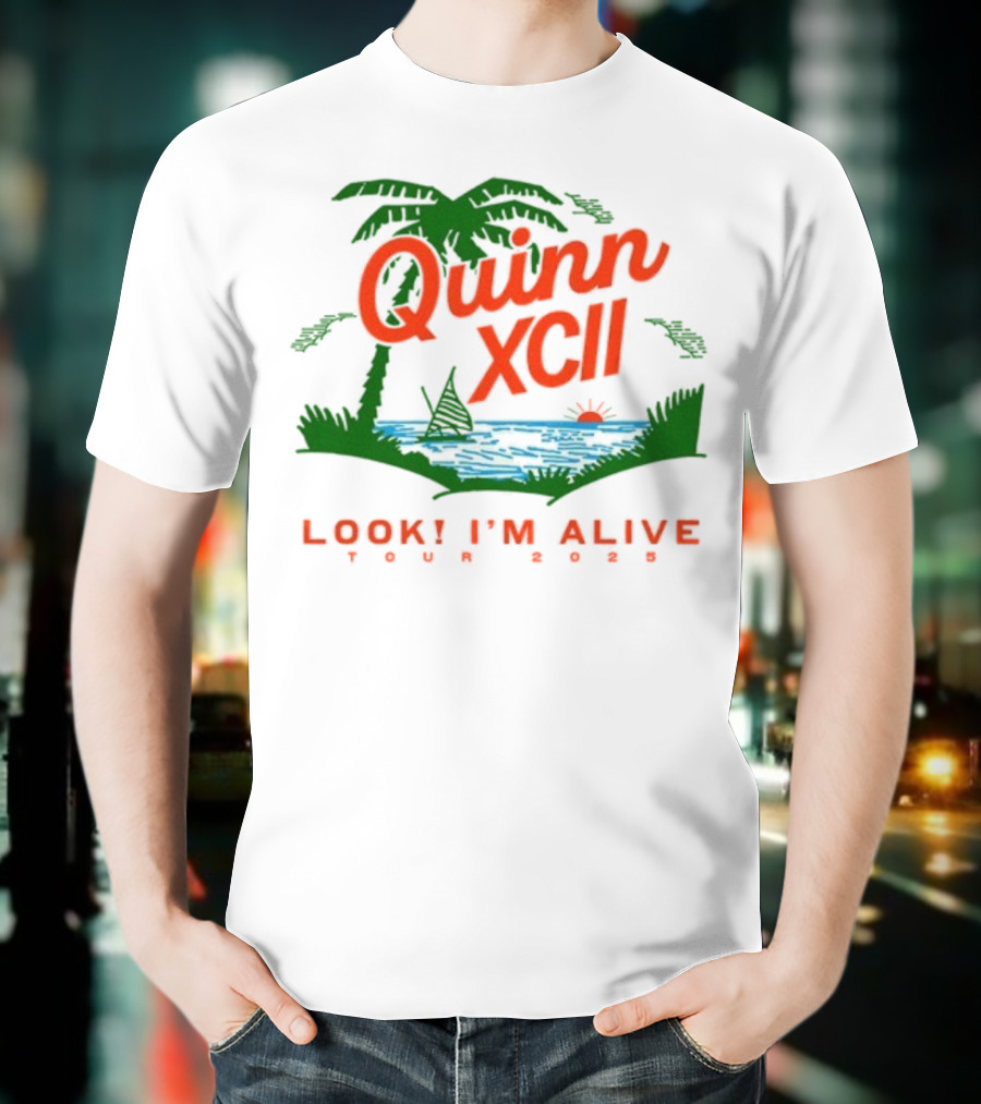 Quinn XCII Look! I’m Alive Tour 2025 Palm Trees Sunset Lake Scene T-Shirt