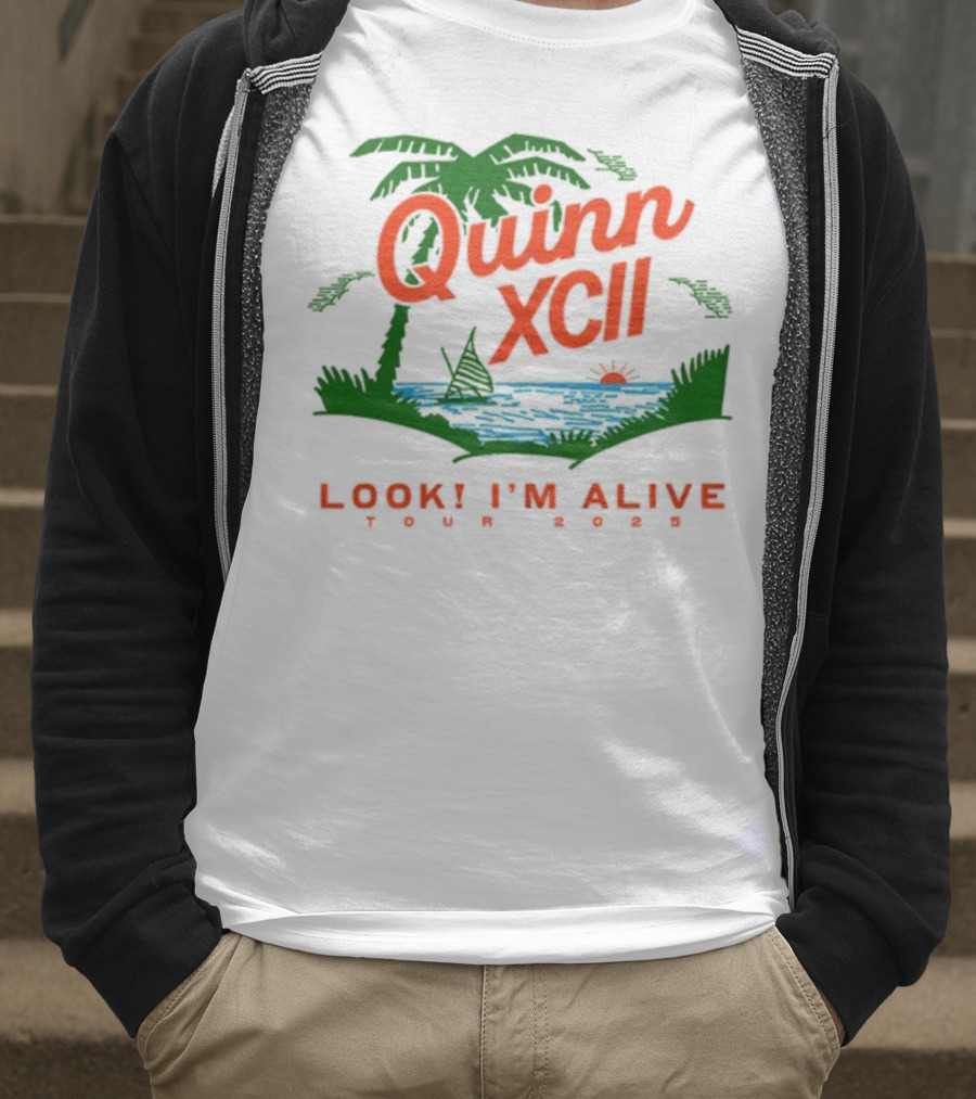 Quinn XCII Look! I’m Alive Tour 2025 Palm Trees Sunset Lake Scene T-Shirt