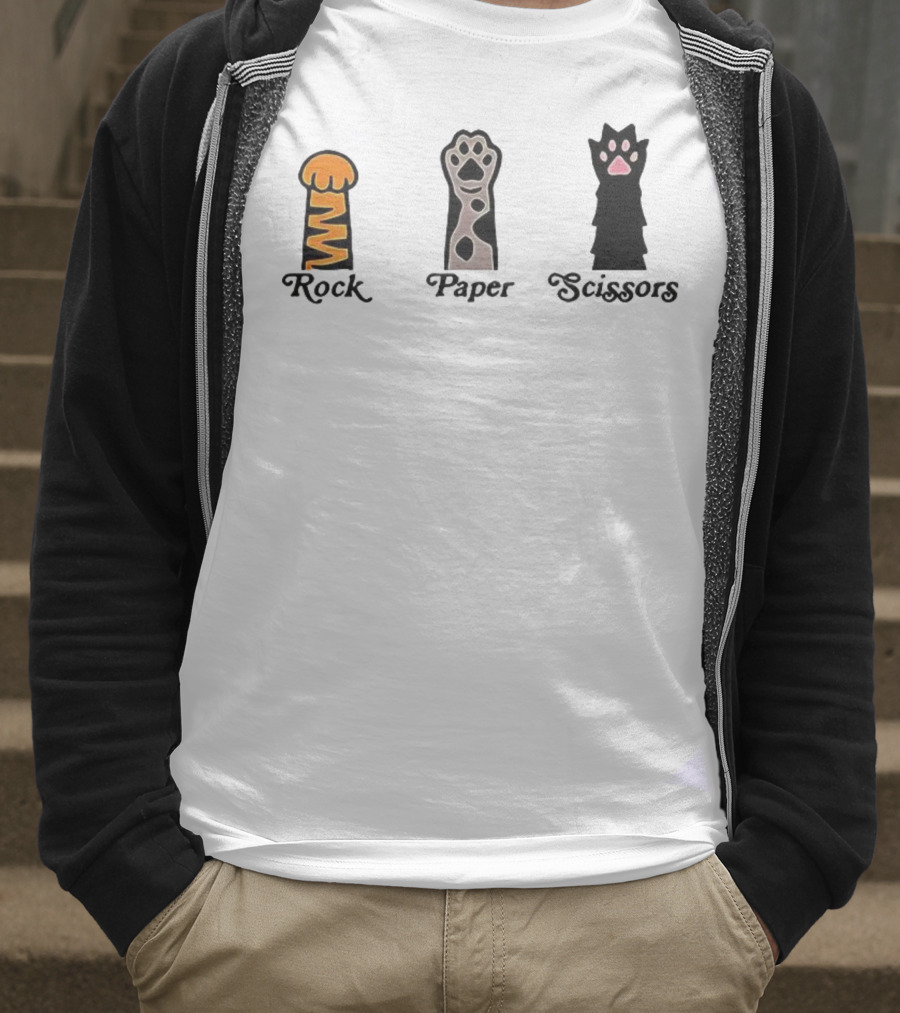 Rock Paper Scissors Cat Paw Love T-Shirt