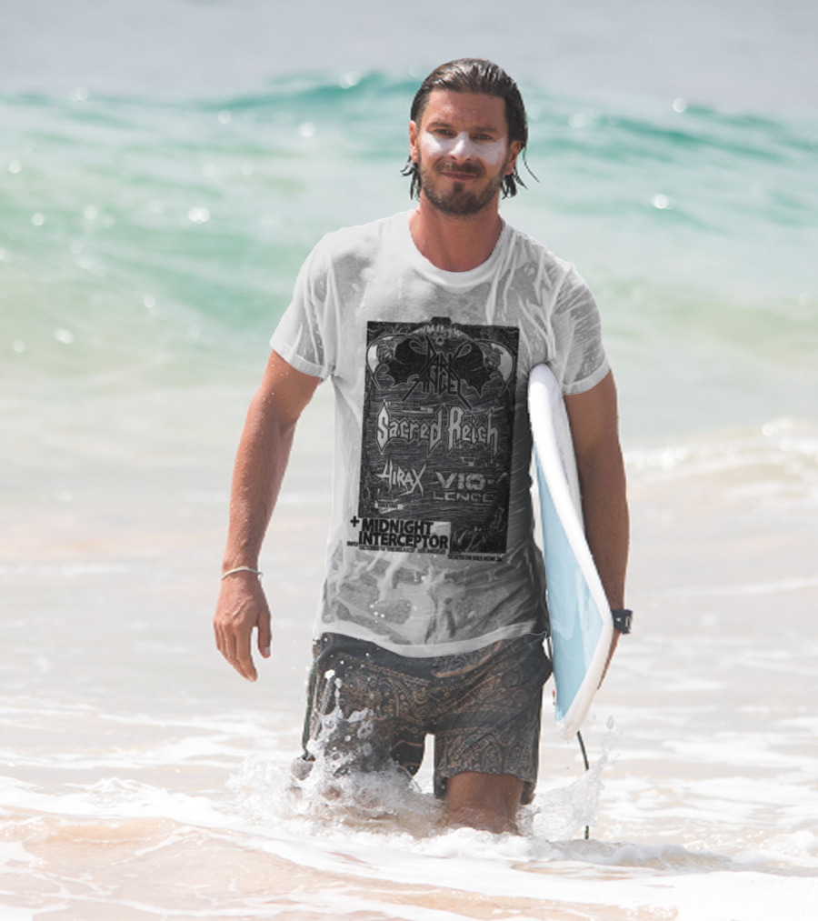 Dark Angel Sacred Reich Hirax Vio-Lence Midnight Interceptor The Belasco Los Angeles October 16 2025 T-Shirt