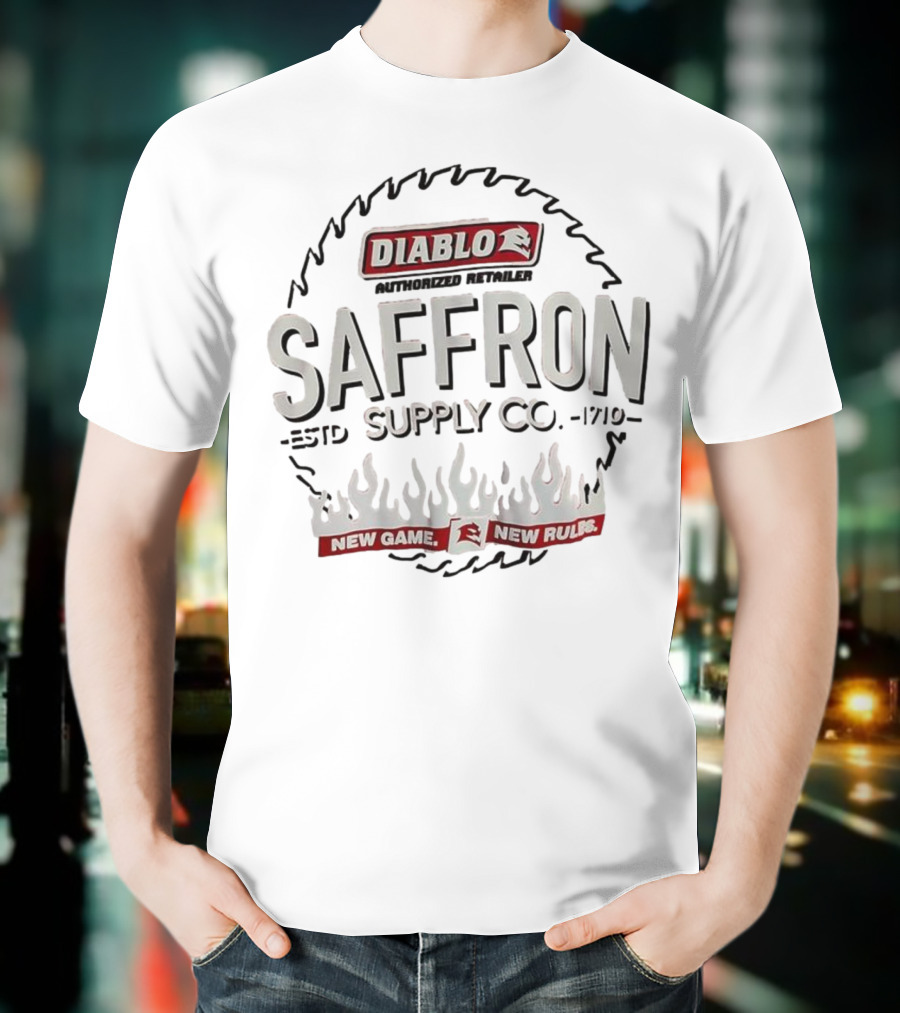 Diablo Authorized Dealer Saffron Supply Co New Game New Rules T-Shirt