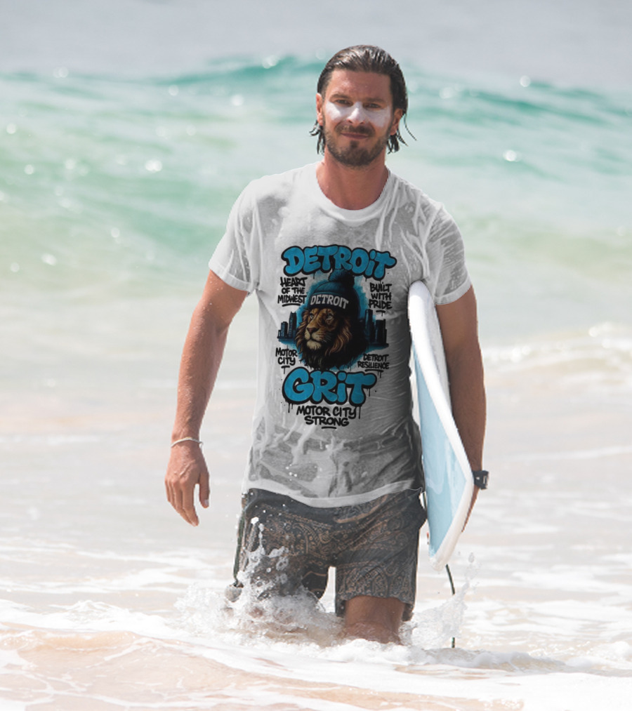 Detroit Grit Motor City Resilience Heart Of The Midwest Bullet With Pride Strong Skyline T-Shirt