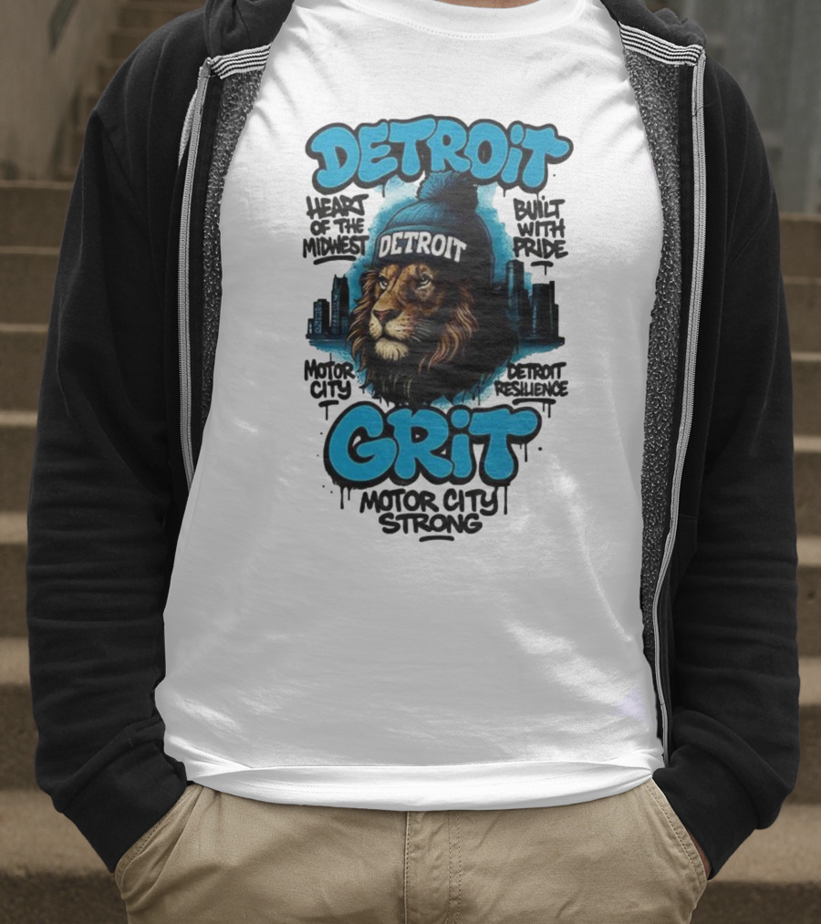 Detroit Grit Motor City Resilience Heart Of The Midwest Bullet With Pride Strong Skyline T-Shirt