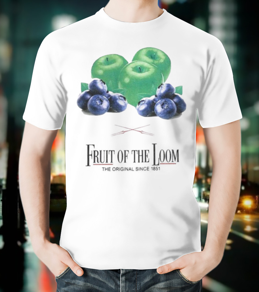 Fruit Of The Loom Original Since 1851 Green Apples Blueberries T-Shirt