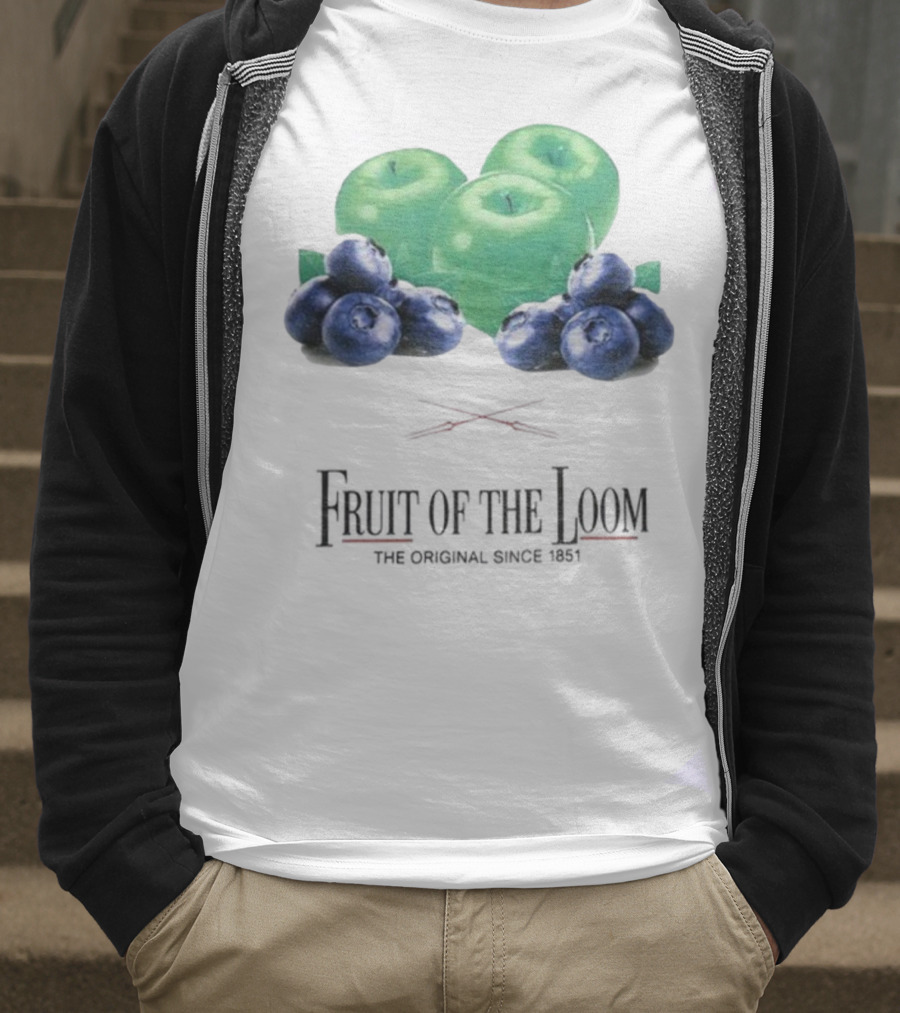 Fruit Of The Loom Original Since 1851 Green Apples Blueberries T-Shirt