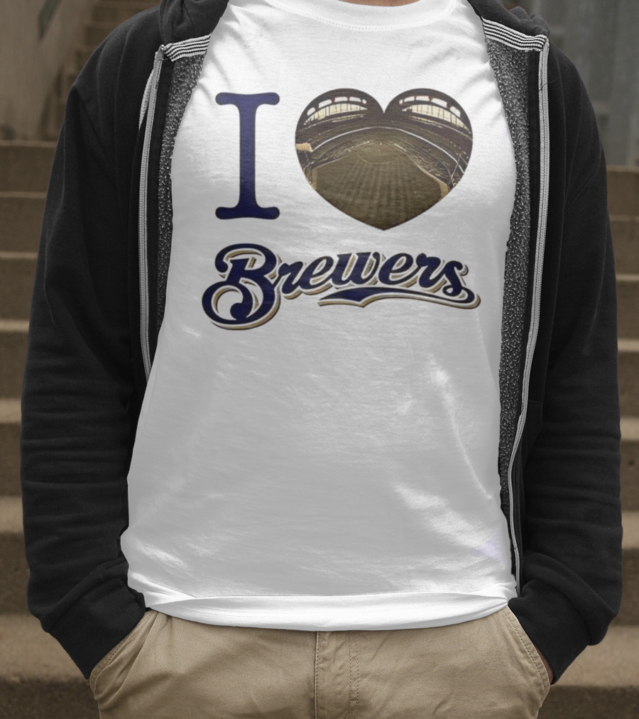 I Love Brewers Heart Stadium Milwaukee MLB T-Shirt