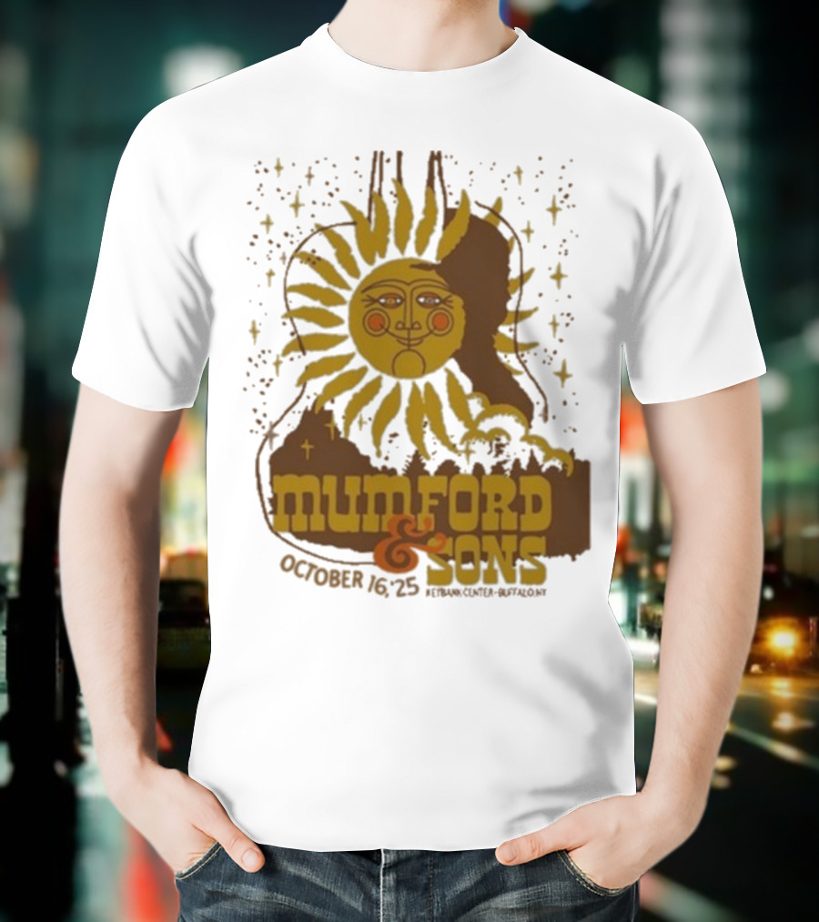 Mumford & Sons 2025 October 16 Pyramid Center Buffalo NY Sun Guitar T-Shirt