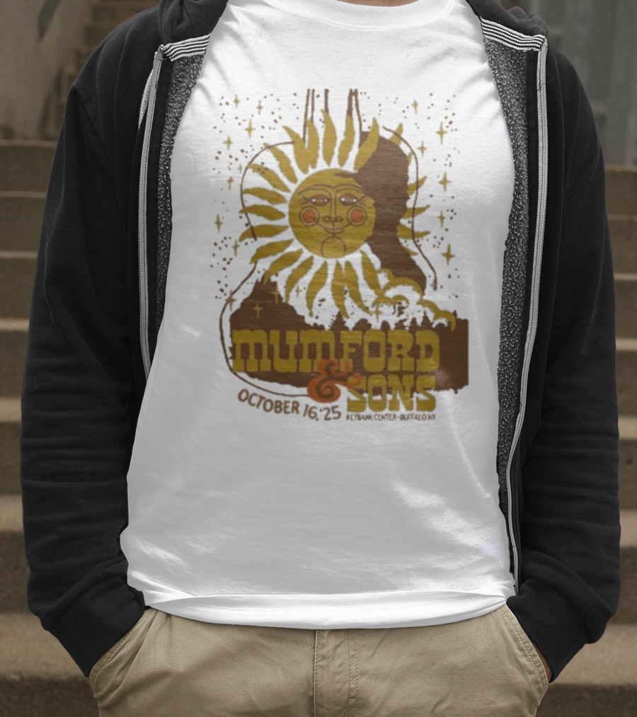 Mumford & Sons 2025 October 16 Pyramid Center Buffalo NY Sun Guitar T-Shirt