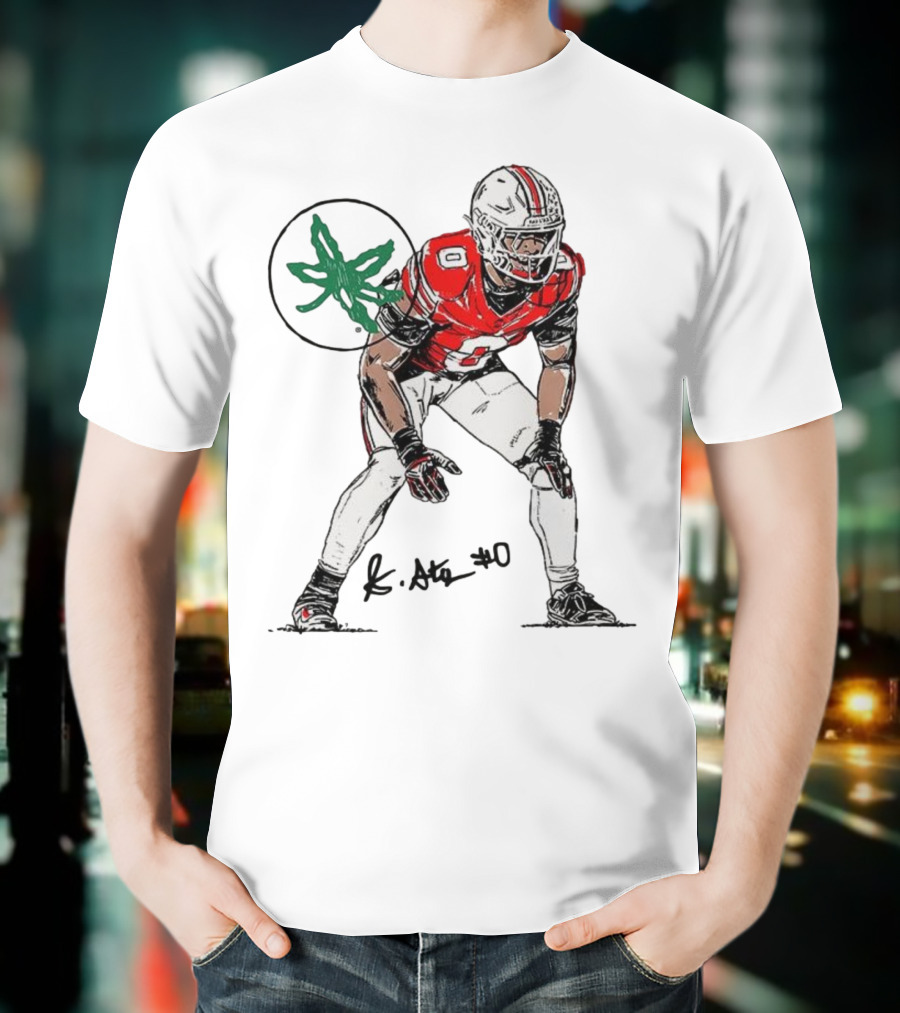 Sonny Styles Ohio State Buckeyes Football Number 0 Player With Signature And Leaf Symbol T-Shirt