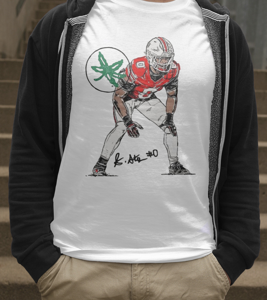 Sonny Styles Ohio State Buckeyes Football Number 0 Player With Signature And Leaf Symbol T-Shirt