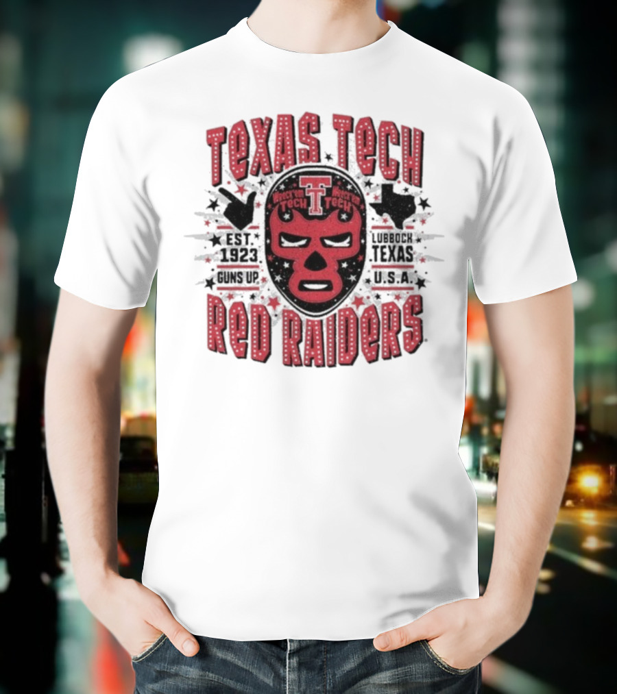 Texas Tech Red Raiders Lubbock Texas USA Luchador Mask Guns Up Est 1923 Iconic Symbol T-Shirt