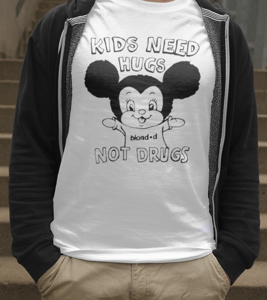 Kids Need Hugs Not Drugs Mouse Ears Cartoon Style T-Shirt