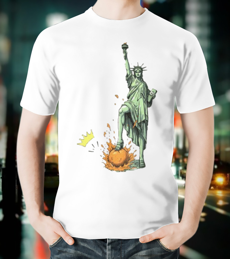 No Kings In America Statue Of Liberty Crown Orange Anti Trump Vintage T-Shirt
