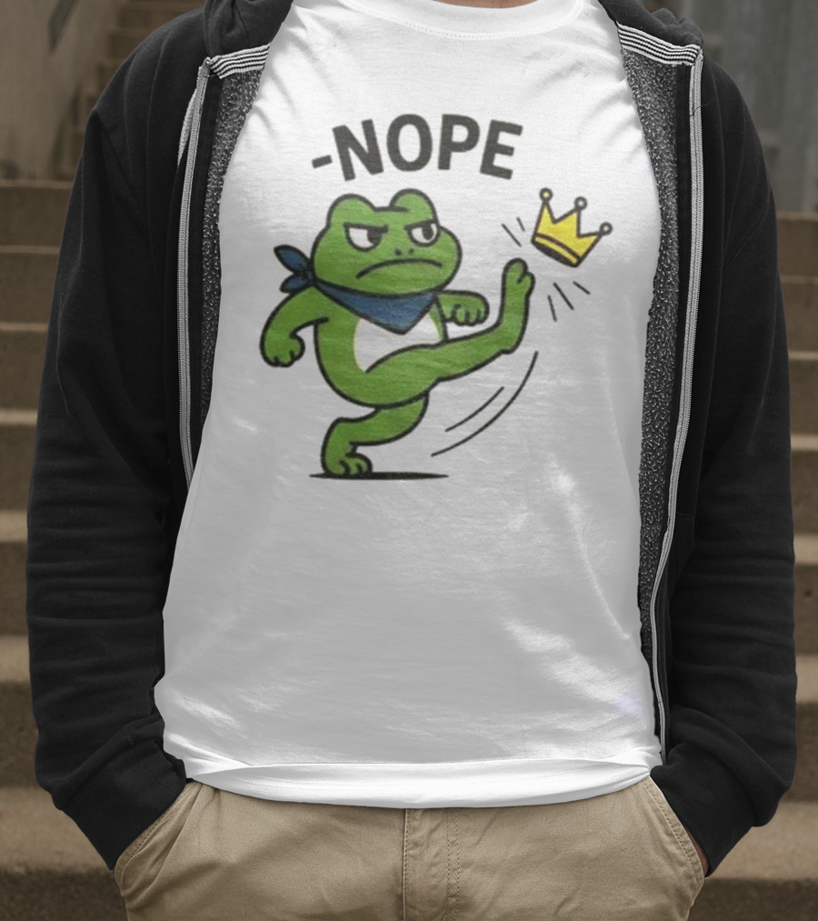 Portland Frog Nope Kicking Crown Political Meme T-Shirt