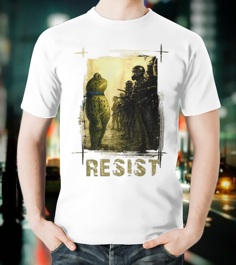 Resist Portland Frog Protest Vintage Activist Police Confrontation T-Shirt