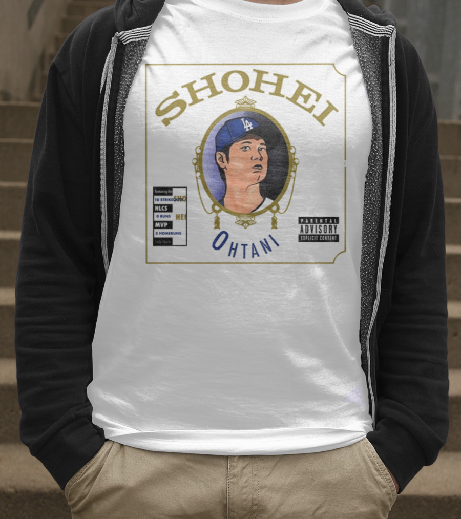 Shohei Ohtani 10 Strike Outs 3 Homeruns MVP Parental Advisory Baseball Player Portrait T-Shirt