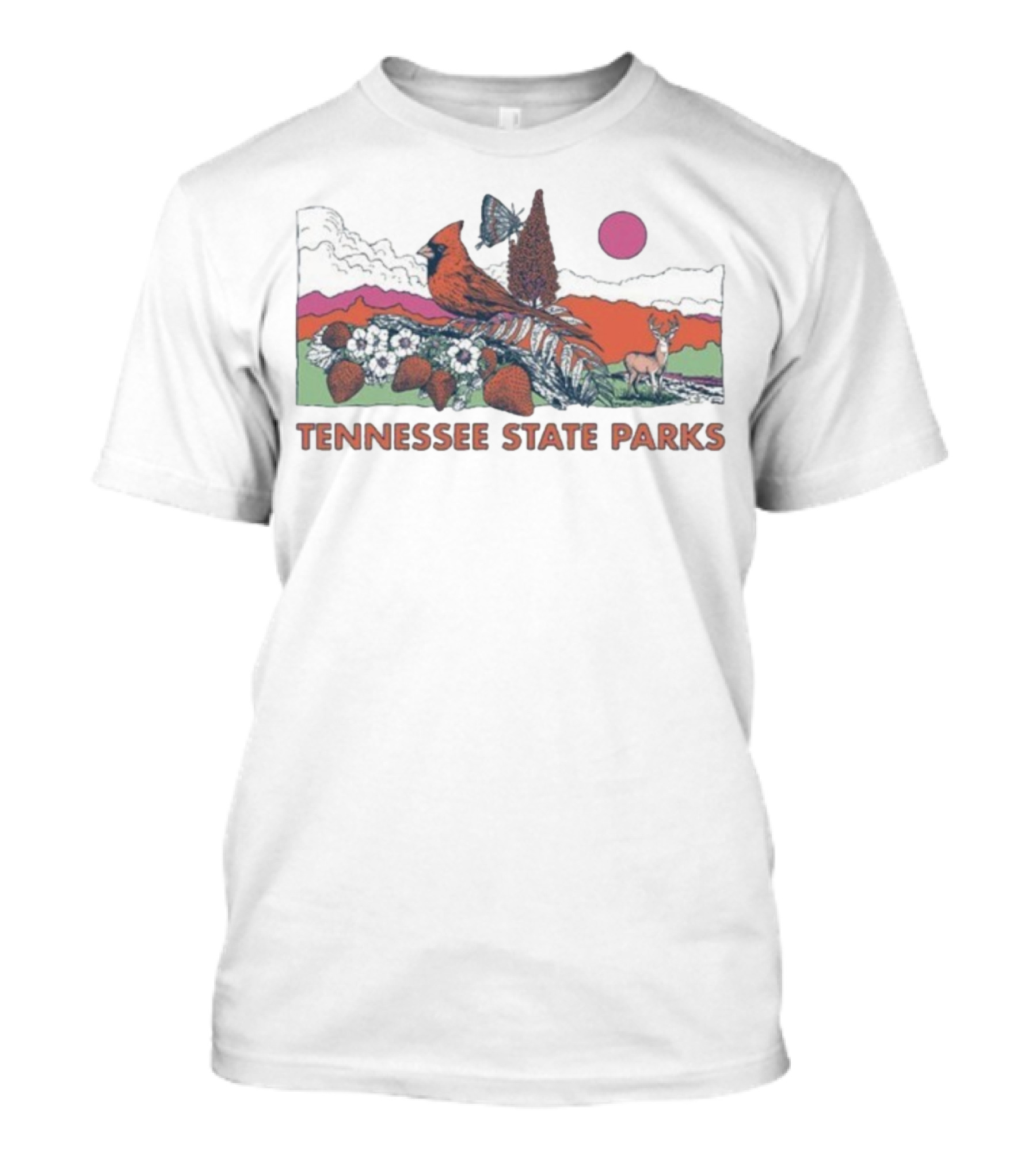 Tennessee State Parks Cardinal Strawberry Sumac Nature Scene T-Shirt