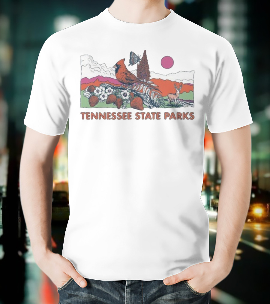 Tennessee State Parks Cardinal Strawberry Sumac Nature Scene T-Shirt
