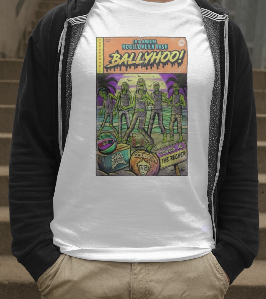18th Annual Hoolloween Bash Ballyhoo October 17 2025 The Recher Towson MD Palm Trees Zombies T-Shirt